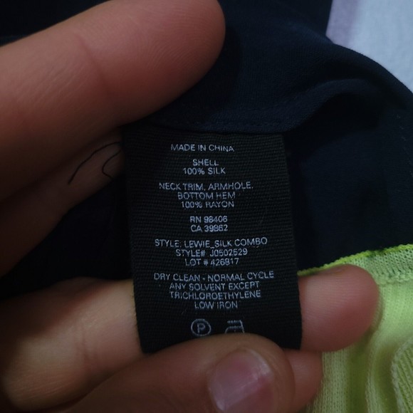 Theory Lewie Silk Tank Top Black Neon Yellow Blouse Women's Size S/M J0502529 - Picture 4 of 9